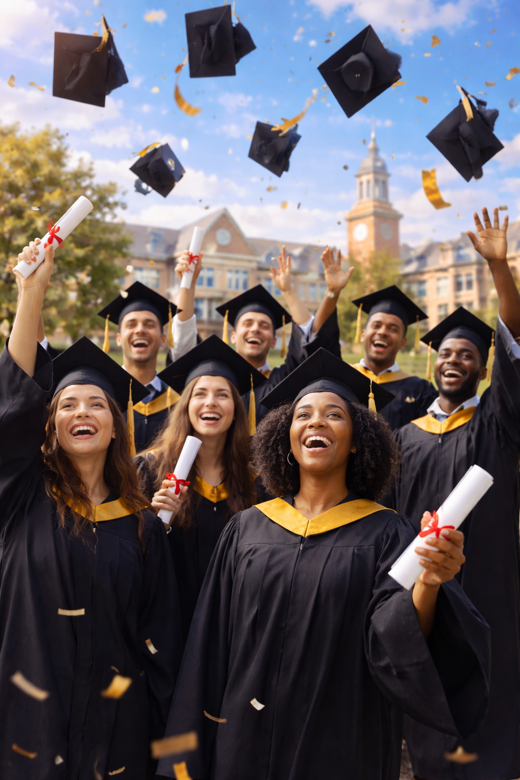 Students graduating from university